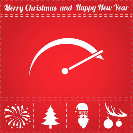Speedometer Icon Vector. And bonus symbol for New Year - Santa Claus, Christmas Tree, Firework, Balls on deer antlersのイラスト素材