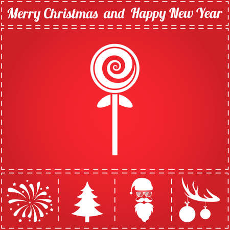 Candy Icon Vector. And bonus symbol for New Year - Santa Claus, Christmas Tree, Firework, Balls on deer antlersのイラスト素材