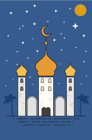 Islamic Sheikh Grand Mosque. Eid Mubarak greetings. Ramadan Kareem Vector Illustration.のイラスト素材