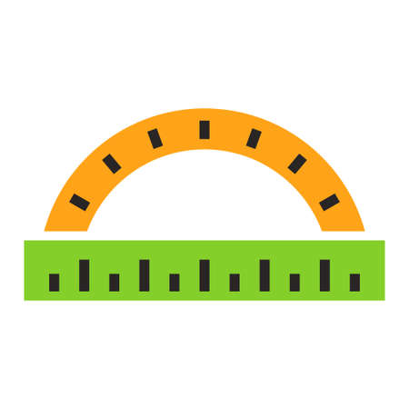 protractor ruler icon, school illustration - education icon, measurement scale toolのイラスト素材