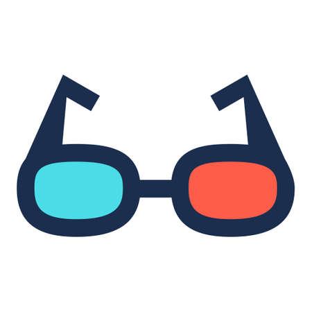 3d glasses icon - vector movie cinema illustration, eye glasses - illusion sign, visionのイラスト素材