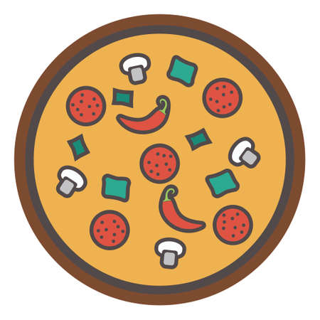 vector slice of pizza - fast italian food icon - restaurant menuのイラスト素材