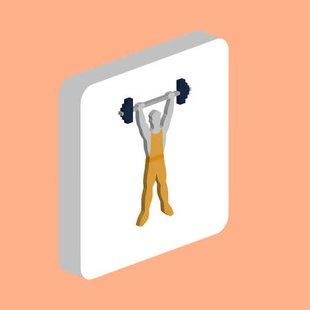 Strongman Weightlifter Simple vector icon. Illustration symbol design template for web mobile UI element. Perfect color isometric pictogram on 3d white square. Strongman icons for you business projectのイラスト素材