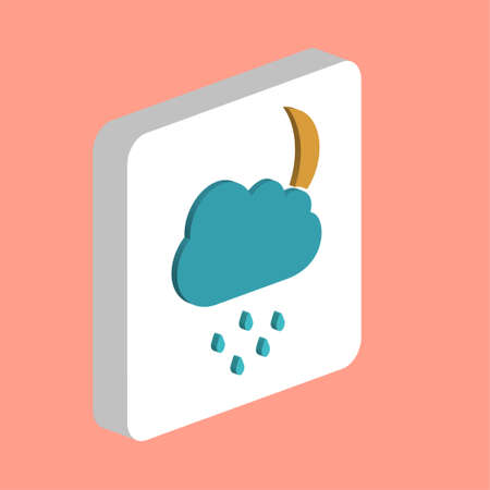 Moon with Cloud Simple vector icon. Illustration symbol design template for web mobile UI element. Perfect color isometric pictogram on 3d white square. Moon with Cloud icons for your business projectのイラスト素材