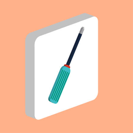 Screwdriver Simple vector icon. Illustration symbol design template for web mobile UI element. Perfect color isometric pictogram on 3d white square. Screwdriver icons for your business projectのイラスト素材