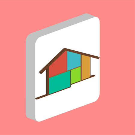 Cottage House Simple vector icon. Illustration symbol design template for web mobile UI element. Perfect color isometric pictogram on 3d white square. Cottage House icons for your business projectのイラスト素材
