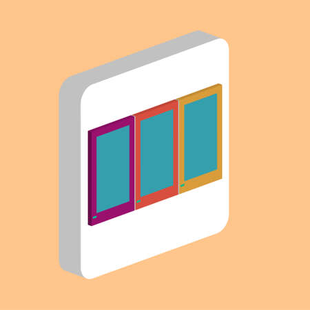 Wardrobe Cupboard Simple vector icon. Illustration symbol design template for web mobile UI element. Perfect color isometric pictogram on 3d white square. Wardrobe icons for your business projectのイラスト素材