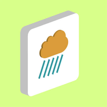 Rain Cloud Simple vector icon. Illustration symbol design template for web mobile UI element. Perfect color isometric pictogram on 3d white square. Rain Cloud icons for your business projectのイラスト素材