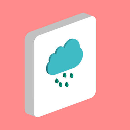 Rain Cloud Simple vector icon. Illustration symbol design template for web mobile UI element. Perfect color isometric pictogram on 3d white square. Rain Cloud icons for your business projectの写真素材