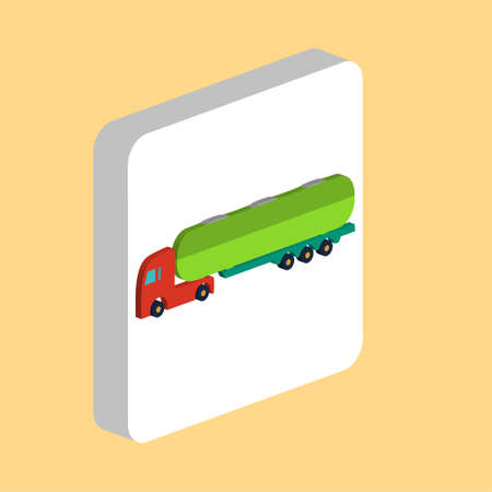Fuel Truck Simple vector icon. Illustration symbol design template for web mobile UI element. Perfect color isometric pictogram on 3d white square. Fuel Truck icons for your business projectのイラスト素材