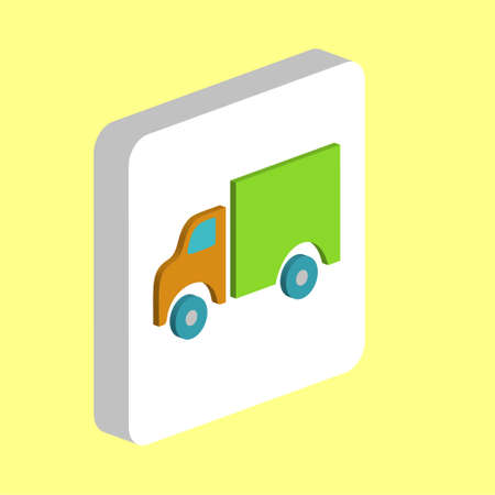 Truck Simple vector icon. Illustration symbol design template for web mobile UI element. Perfect color isometric pictogram on 3d white square. Truck icons for your business projectのイラスト素材