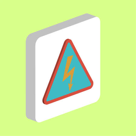 High Voltage Simple vector icon. Illustration symbol design template for web mobile UI element. Perfect color isometric pictogram on 3d white square. High Voltage icons for your business projectのイラスト素材