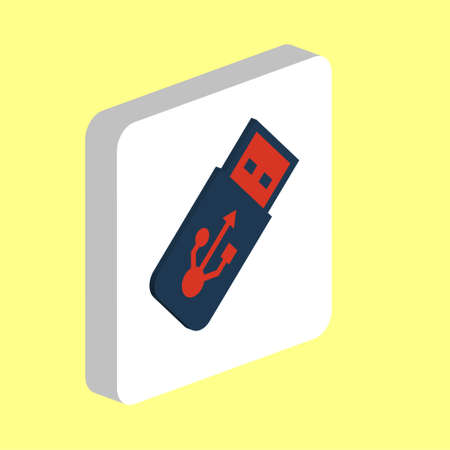 USB Flash Drive Simple vector icon. Illustration symbol design template for web mobile UI element. Perfect color isometric pictogram on 3d white square. USB Flash Drive icons for your business projectの写真素材