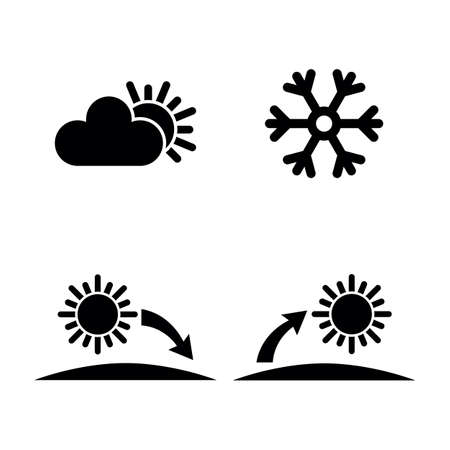 Weather and Sun. Simple Related Vector Icons Set for Video, Mobile Apps, Web Sites, Print Projects and Your Design. Weather and Sun icon Black Flat Illustration on White Background.のイラスト素材
