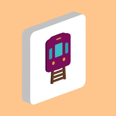 Train, Tram Simple vector icon. Illustration symbol design template for web mobile UI element. Perfect color isometric pictogram on 3d white square. Train, Tram icons for you business projectの写真素材