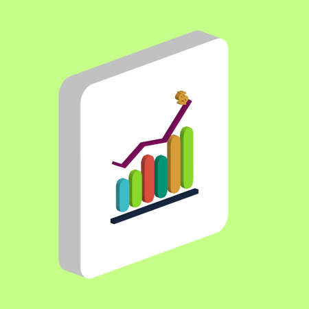 Growing Chart Simple vector icon. Illustration symbol design template for web mobile UI element. Perfect color isometric pictogram on 3d white square. Growing Chart icons for you business projectのイラスト素材