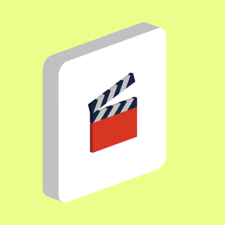 Clapperboard Simple vector icon. Illustration symbol design template for web mobile UI element. Perfect color isometric pictogram on 3d white square. Clapperboard icons for you business projectのイラスト素材