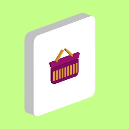 Basket Shop Simple vector icon. Illustration symbol design template for web mobile UI element. Perfect color isometric pictogram on 3d white square. Basket Shop icons for you business projectのイラスト素材
