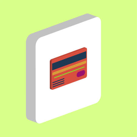 Credit Card Simple vector icon. Illustration symbol design template for web mobile UI element. Perfect color isometric pictogram on 3d white square. Credit Card icons for you business projectのイラスト素材