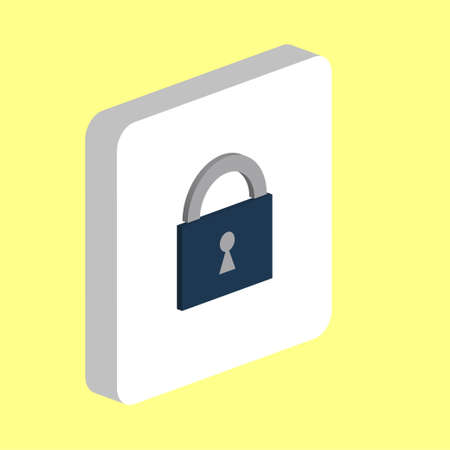 Padlock, Lock Simple vector icon. Illustration symbol design template for web mobile UI element. Perfect color isometric pictogram on 3d white square. Padlock, Lock icons for you business projectのイラスト素材