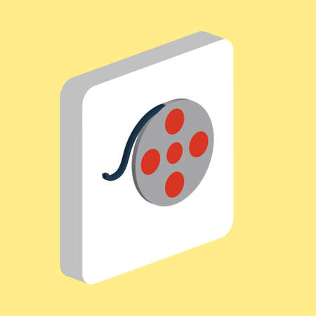 Film Reel Simple vector icon. Illustration symbol design template for web mobile UI element. Perfect color isometric pictogram on 3d white square. Film Reel icons for you business projectのイラスト素材