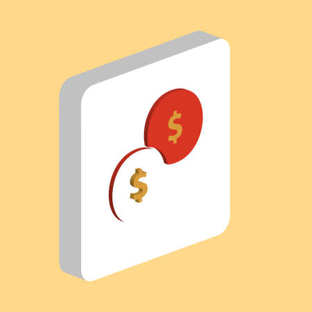 Coins Change Simple vector icon. Illustration symbol design template for web mobile UI element. Perfect color isometric pictogram on 3d white square. Coins Change icons for you business projectのイラスト素材