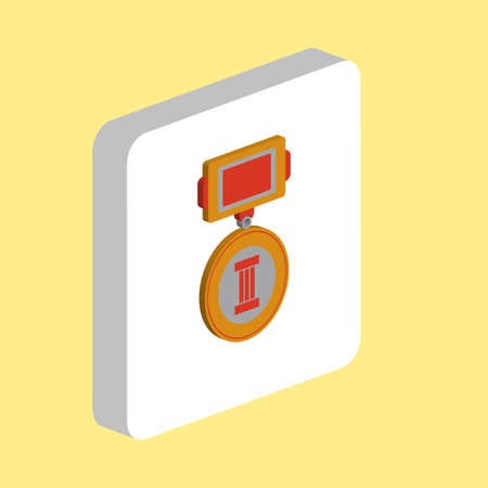 Bronze Medal Simple vector icon. Illustration symbol design template for web mobile UI element. Perfect color isometric pictogram on 3d white square. Bronze Medal icons for you business projectのイラスト素材