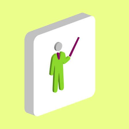 Teacher, Instructor Simple vector icon. Illustration symbol design template for web mobile UI element. Perfect color isometric pictogram on 3d white square. Teacher icons for you business projectのイラスト素材