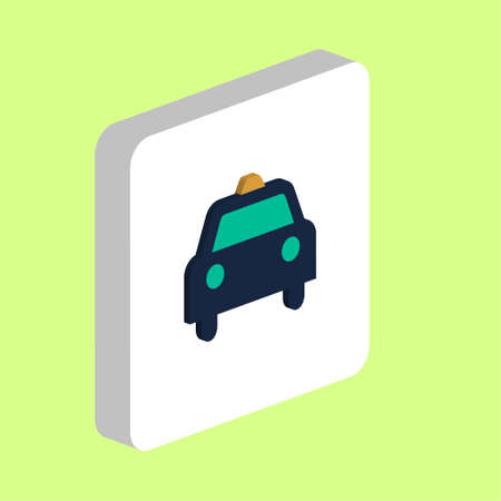 Taxi Car Simple vector icon. Illustration symbol design template for web mobile UI element. Perfect color isometric pictogram on 3d white square. Taxi Car icons for you business projectのイラスト素材