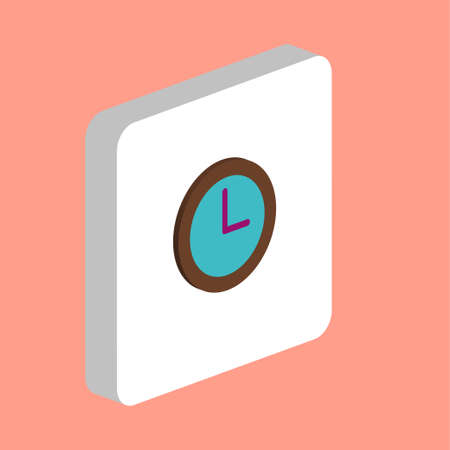 Time Clock, Watch Simple vector icon. Illustration symbol design template for web mobile UI element. Perfect color isometric pictogram on 3d white square. Time Clock icons for you business projectのイラスト素材