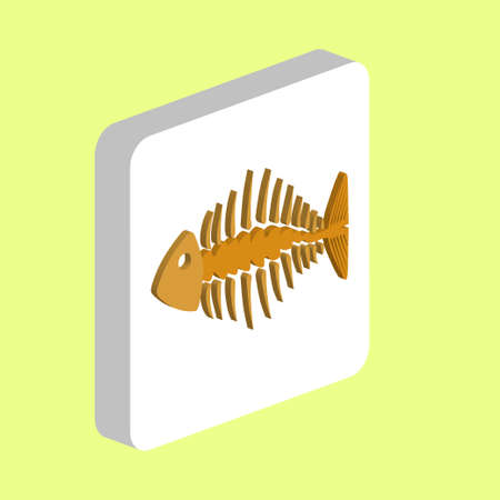 Fish Bone Skeleton Simple vector icon. Illustration symbol design template for web mobile UI element. Perfect color isometric pictogram on 3d white square. Fish Skeleton icons for you business projectのイラスト素材