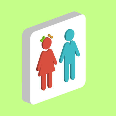 Girl and Boy Simple vector icon. Illustration symbol design template for web mobile UI element. Perfect color isometric pictogram on 3d white square. Girl and Boy icons for you business projectのイラスト素材