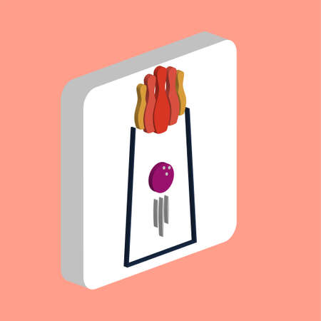 Bowling Game Simple vector icon. Illustration symbol design template for web mobile UI element. Perfect color isometric pictogram on 3d white square. Bowling Game icons for you business projectのイラスト素材