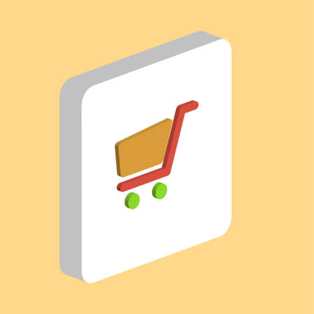 Shop Trolley Simple vector icon. Illustration symbol design template for web mobile UI element. Perfect color isometric pictogram on 3d white square. Shop Trolley icons for you business projectのイラスト素材