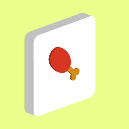 Chicken Leg, Thigh Simple vector icon. Illustration symbol design template for web mobile UI element. Perfect color isometric pictogram on 3d white square. Chicken Leg icons for you business projectのイラスト素材