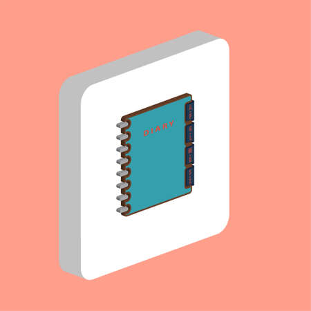 Notebook, Diary Simple vector icon. Illustration symbol design template for web mobile UI element. Perfect color isometric pictogram on 3d white square. Notebook, Diary icons for you business projectのイラスト素材