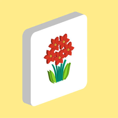 Bouquet Flowers Simple vector icon. Illustration symbol design template for web mobile UI element. Perfect color isometric pictogram on 3d white square. Human Flowers icons for you business projectのイラスト素材