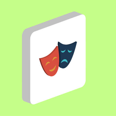 Theater Masks Simple vector icon. Illustration symbol design template for web mobile UI element. Perfect color isometric pictogram on 3d white square. Theater Masks icons for you business projectのイラスト素材