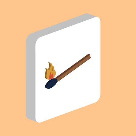 Burning Match Simple vector icon. Illustration symbol design template for web mobile UI element. Perfect color isometric pictogram on 3d white square. Burning Match icons for you business projectのイラスト素材