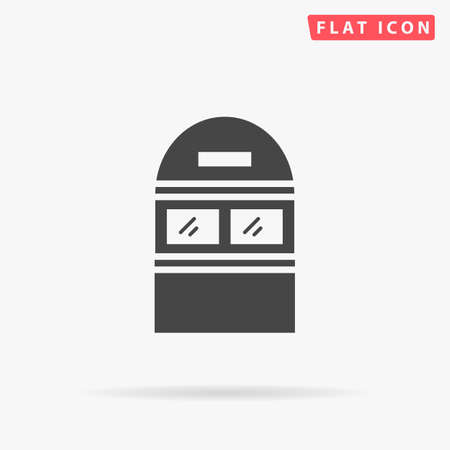 Newspaper kiosk booth. Shop store. Newsstand building. Flat design style minimal vector illustration icon for web designのイラスト素材