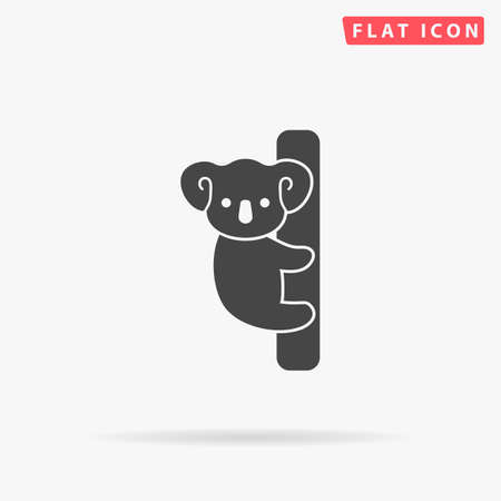 Cute koala on a tree. Australian bear. Flat design style minimal vector illustration icon for web designのイラスト素材