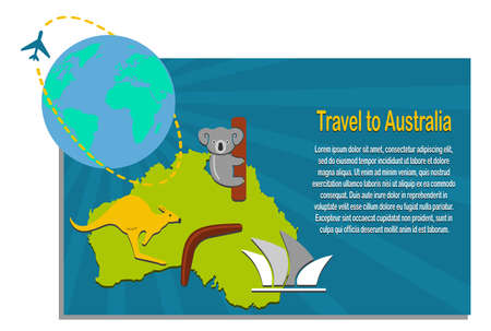 Map of the Australia and Travel Icons. Australia Travel Map. Vector Illustration.のイラスト素材