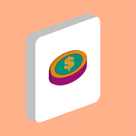 Casino Game Chip Simple vector icon. Illustration symbol design template for web mobile UI element. Perfect color isometric pictogram on 3d white square. Casino Chip icons for you business projectのイラスト素材