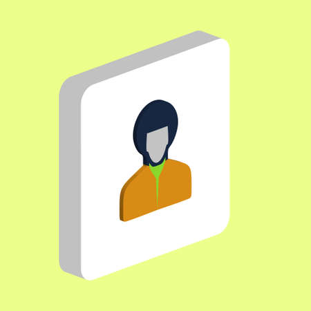 Male Hippie Avatar Simple vector icon. Illustration symbol design template for web mobile UI element. Perfect color isometric pictogram on 3d white square. Hippie Avatar icons for you business projectのイラスト素材