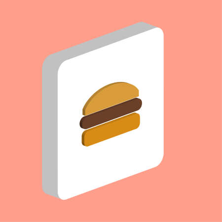 Beef Burger Simple vector icon. Illustration symbol design template for web mobile UI element. Perfect color isometric pictogram on 3d white square. Beef Burger icons for you business projectのイラスト素材