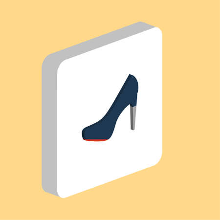 Woman Shoe Simple vector icon. Illustration symbol design template for web mobile UI element. Perfect color isometric pictogram on 3d white square. Woman Shoe icons for you business projectのイラスト素材