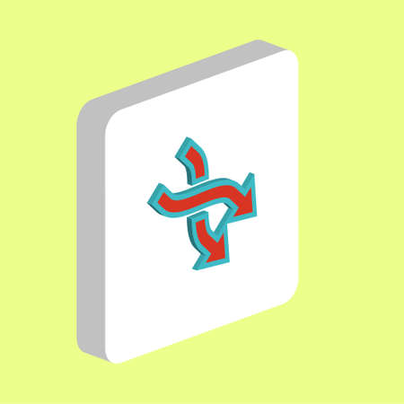 Intersection Arrow Simple vector icon. Illustration symbol design template for web mobile UI element. Perfect color isometric pictogram on 3d white square. Intersection icons for you business projectのイラスト素材
