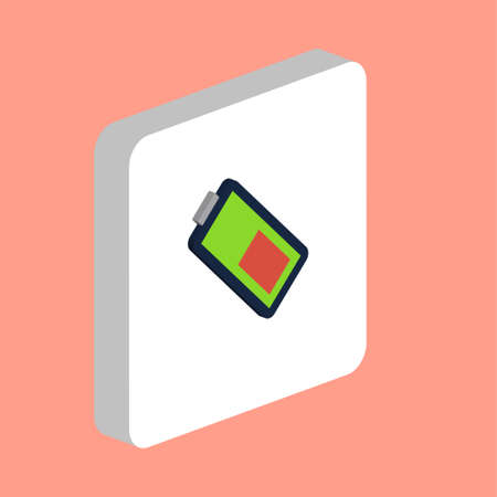 Battery Simple vector icon. Illustration symbol design template for web mobile UI element. Perfect color isometric pictogram on 3d white square. Battery icons for you business projectのイラスト素材