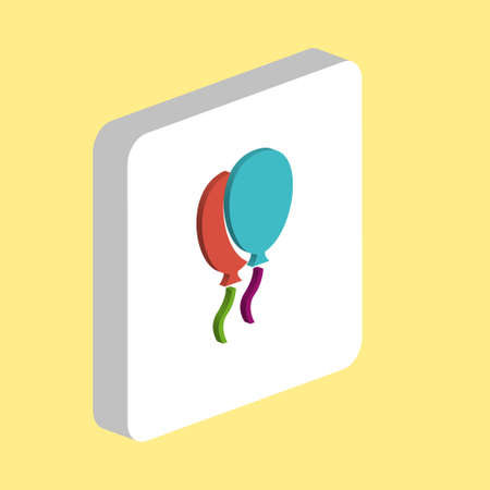 Two Balloons Simple vector icon. Illustration symbol design template for web mobile UI element. Perfect color isometric pictogram on 3d white square. Two Balloons icons for you business projectのイラスト素材