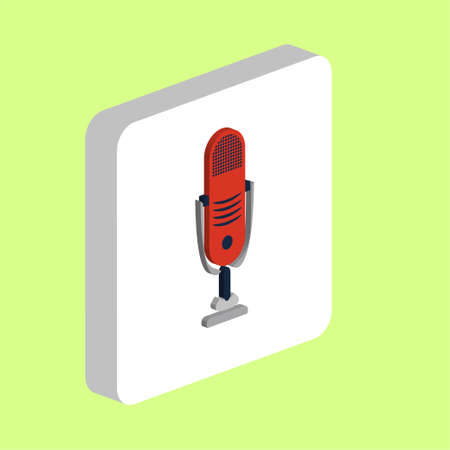 Music Microphone Simple vector icon. Illustration symbol design template for web mobile UI element. Perfect color isometric pictogram on 3d white square. Music Microphone icons for business projectのイラスト素材